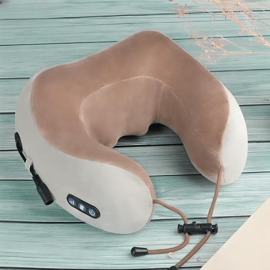 Heated Neck Pillow Massager | Ergonomic Velvet Travel Support 0
