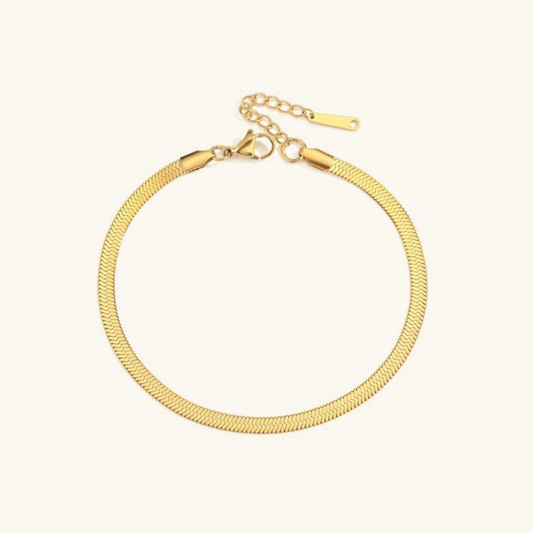Herringbone Anklet | Elegant 18k Gold-Plated Stainless Steel 0