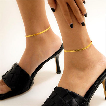 Herringbone Anklet | Elegant 18k Gold-Plated Stainless Steel 3