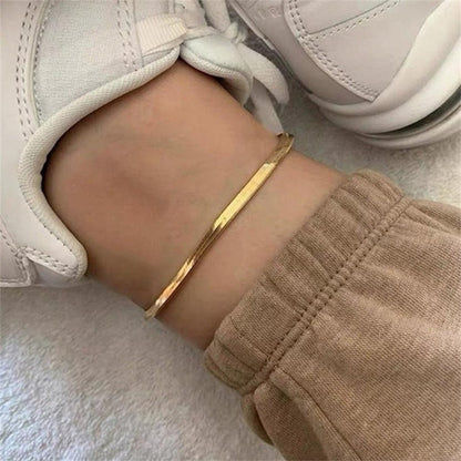 Herringbone Anklet | Elegant 18k Gold-Plated Stainless Steel 4