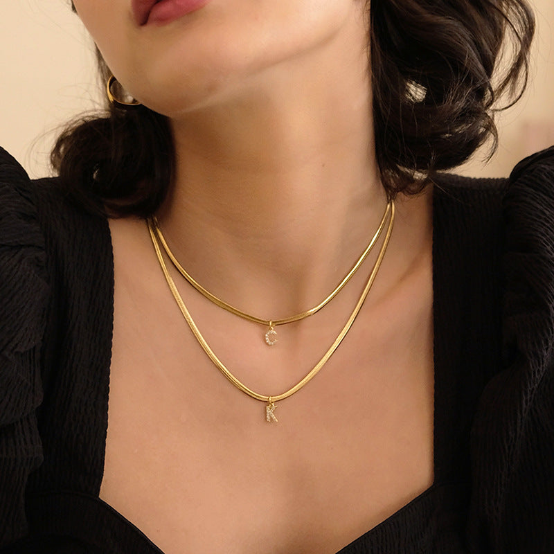 Herringbone Initial Necklace | Customizable Sparkly Pendant with Adjustable Chain 4