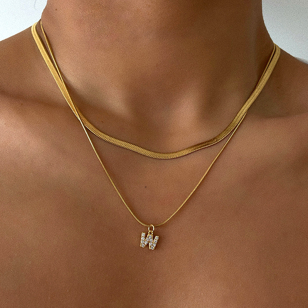 Herringbone Initial Necklace | Customizable Sparkly Pendant with Adjustable Chain 5