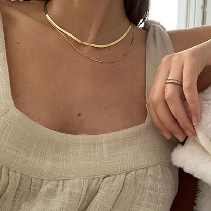 Herringbone Necklace | 18K Plated Stainless Steel with Extender 3