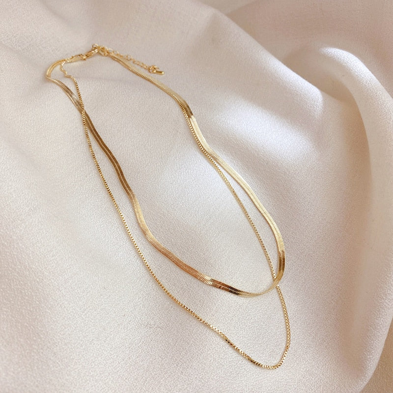 Herringbone Necklace | 18K Plated Stainless Steel with Extender 4