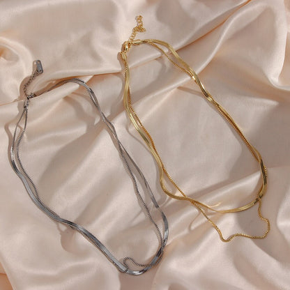 Herringbone Necklace | 18K Plated Stainless Steel with Extender 7