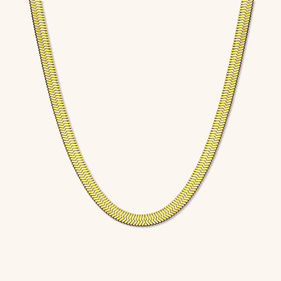 Herringbone Necklace | Ethically Sourced 18k Gold Plated Stainless Steel 0