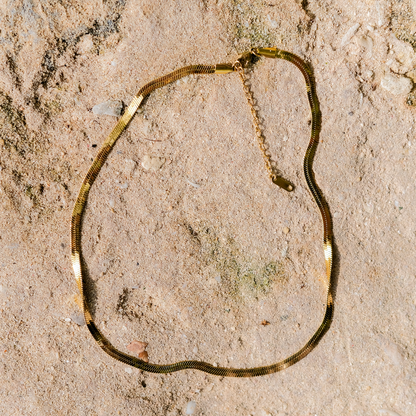 Herringbone Necklace | Ethically Sourced 18k Gold Plated Stainless Steel 4