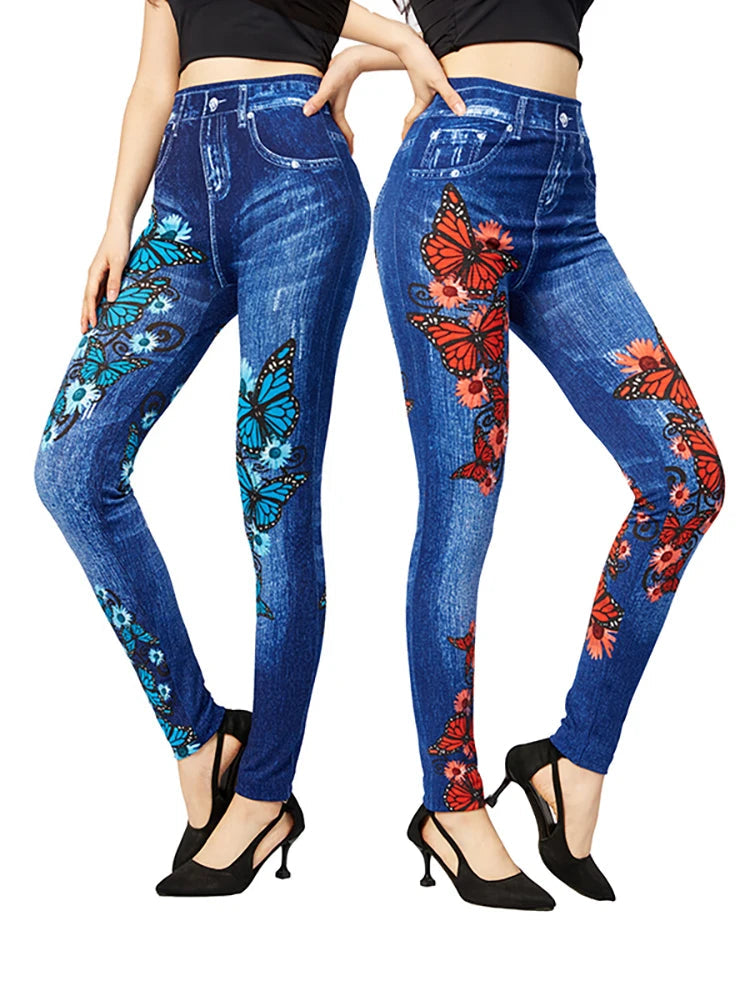 High Waisted Jeggings | Stylish Butterfly Design for Everyday Wear 1