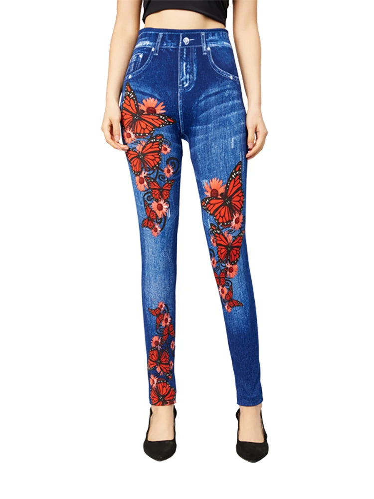 High Waisted Jeggings | Stylish Butterfly Design for Everyday Wear 3