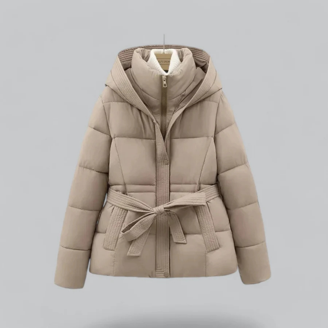 Hooded Puffer Jacket | Warm Belted Design for Winter Comfort 3