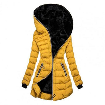Hooded Puffer Jacket | Women's Insulated Long Coat with Zipper Closure 1