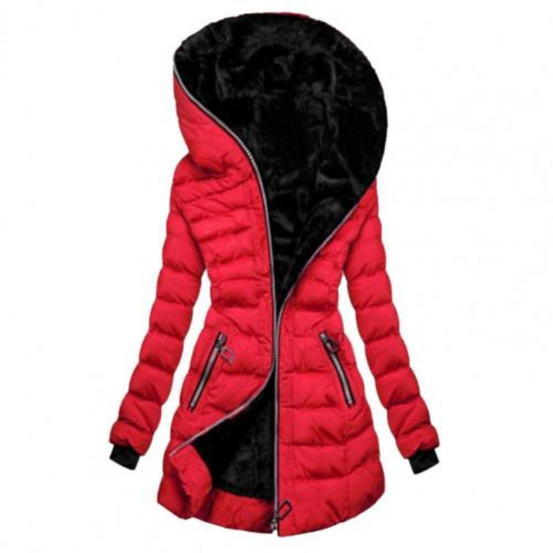 Hooded Puffer Jacket | Women's Insulated Long Coat with Zipper Closure 2