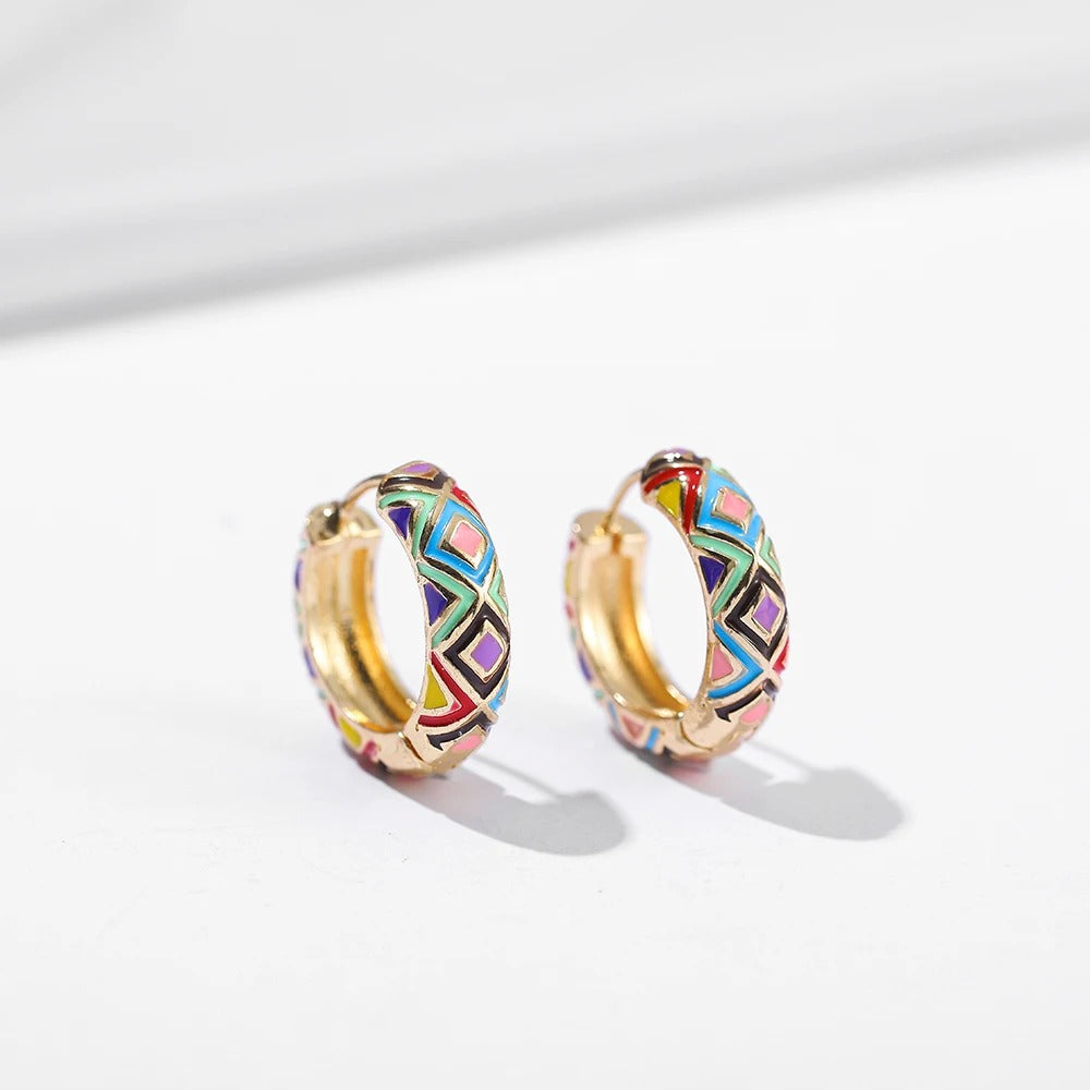 Hoop Earrings | Bold Flower Design on Luxe Gold-Tone Base 6