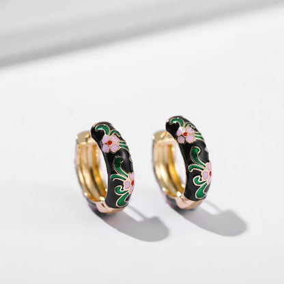 Hoop Earrings | Bold Flower Design on Luxe Gold-Tone Base 7