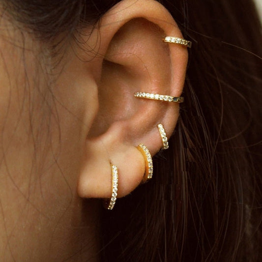 Hoop Earrings | Hypoallergenic S925 Sterling Silver with Pave CZ Stones 0