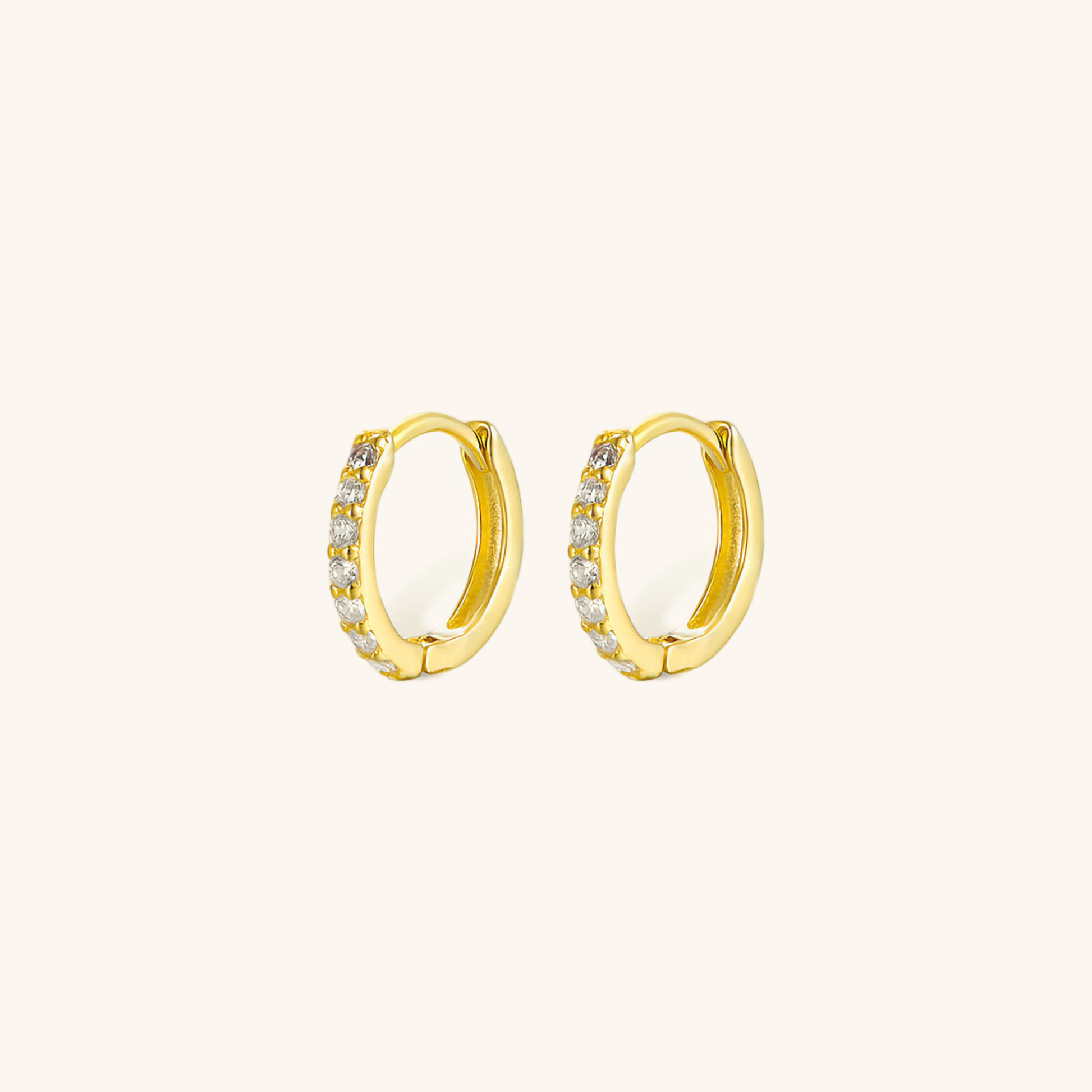 Huggie Earrings | Gold-Plated 925 Sterling Silver with Diamond Simulants 0