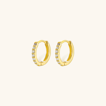 Huggie Earrings | Gold-Plated 925 Sterling Silver with Diamond Simulants 0