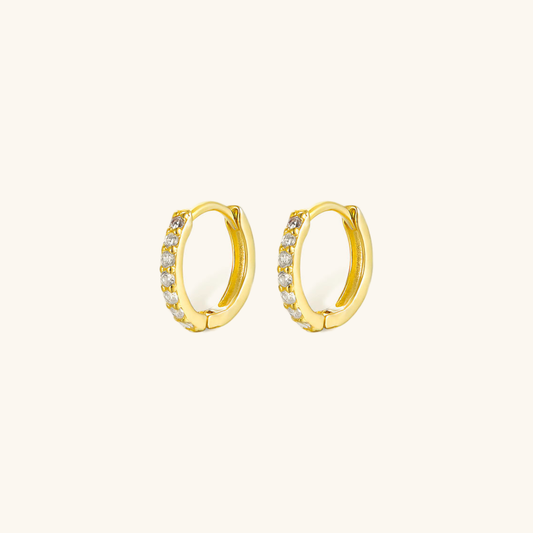 Huggie Earrings | Gold-Plated 925 Sterling Silver with Diamond Simulants 0