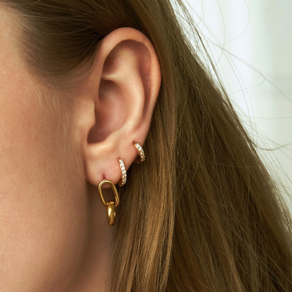 Huggie Earrings | Gold-Plated 925 Sterling Silver with Diamond Simulants 1