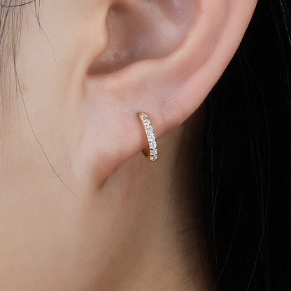 Huggie Earrings | Gold-Plated 925 Sterling Silver with Diamond Simulants 2