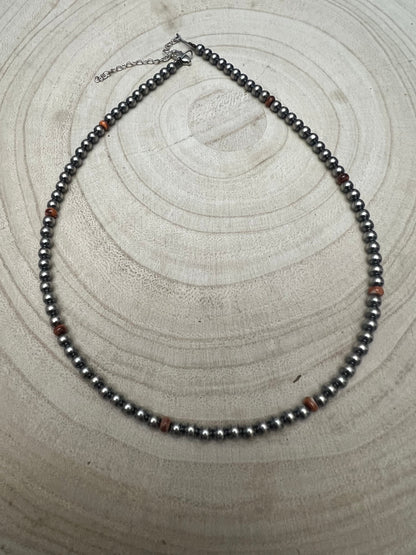 4mm Sterling Pearl choker with spiny oyster