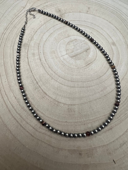 4mm Purple spiny and Sterling Pearl choker - 14 inch