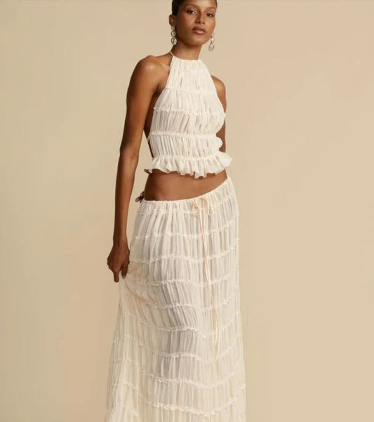 Boho Haltertop & Rok met Mid Taille Set