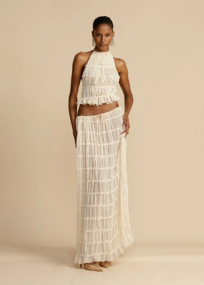 Boho Haltertop & Rok met Mid Taille Set