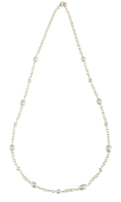 Collar de perlas barrocas de agua dulce de 10 mm con 32” 9 Ct. oro sobre latón
