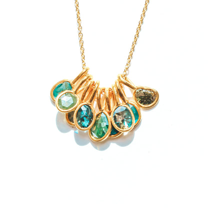 Blue Rose Cut Diamond Necklace | 14k Gold Filled Chain | Vermeil Setting