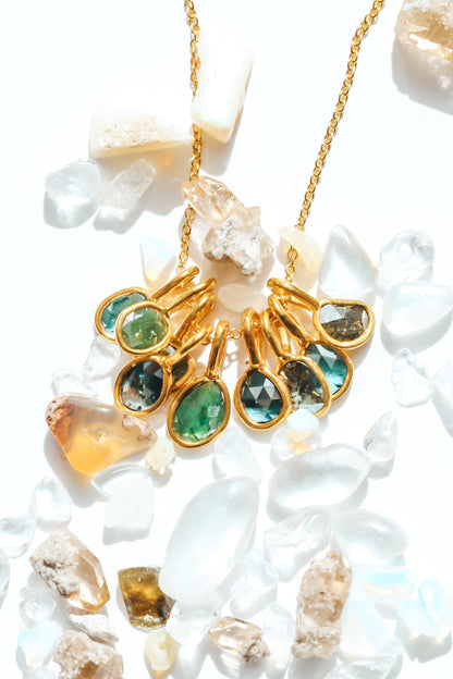 Blue Rose Cut Diamond Necklace | 14k Gold Filled Chain | Vermeil Setting
