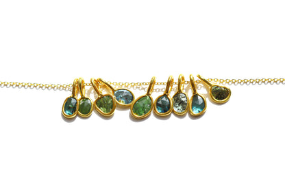 Blue Rose Cut Diamond Necklace | 14k Gold Filled Chain | Vermeil Setting