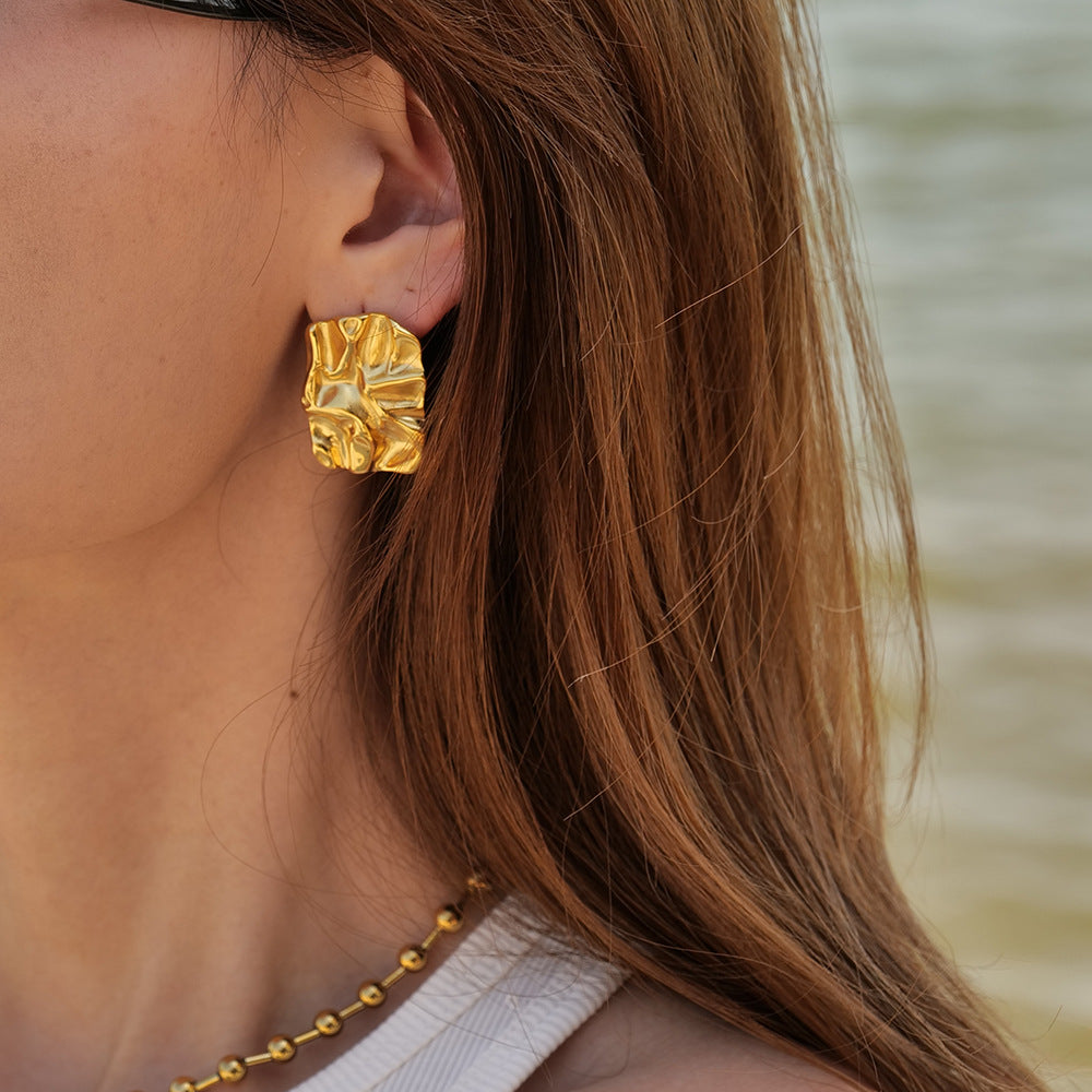 Irregular Shape Gold Earrings | Ethically Sourced 18k Gold-Plated Design 1