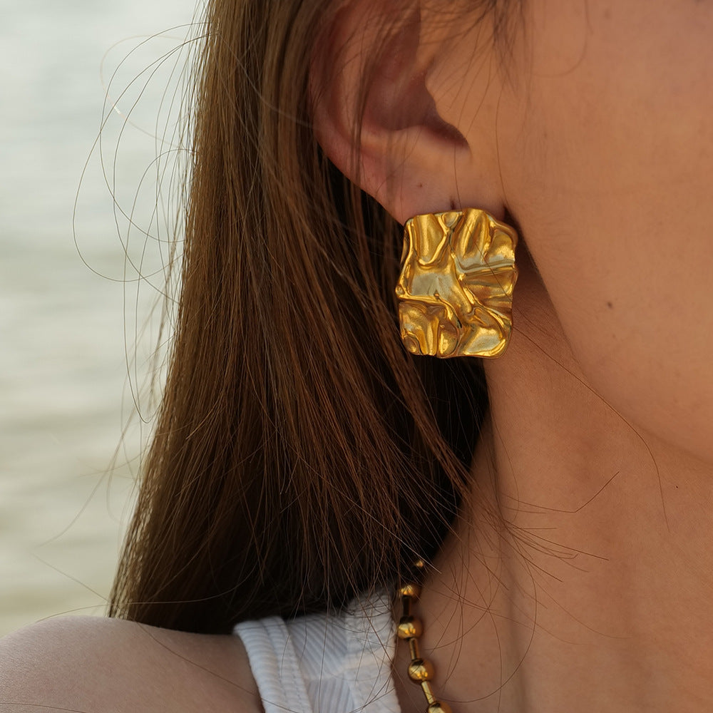 Irregular Shape Gold Earrings | Ethically Sourced 18k Gold-Plated Design 3