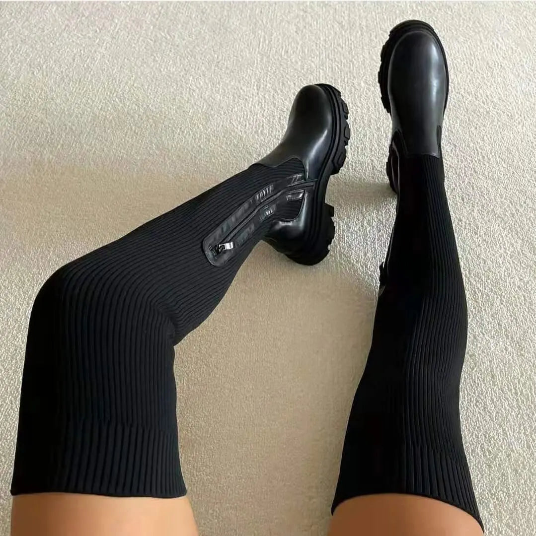 Knee High Boots for Women | Stretch Knit Long Boots with Sleek Design 2