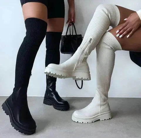 Knee High Boots for Women | Stretch Knit Long Boots with Sleek Design 7
