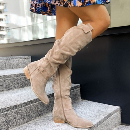 Knee High Slouch Boots | Comfortable Side Zip Long Boots for Women 0