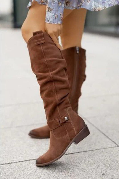 Knee High Slouch Boots | Comfortable Side Zip Long Boots for Women 2
