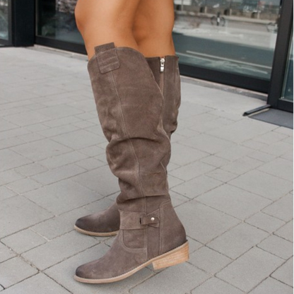 Knee High Slouch Boots | Comfortable Side Zip Long Boots for Women 5