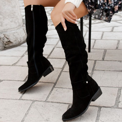 Knee High Slouch Boots | Comfortable Side Zip Long Boots for Women 6
