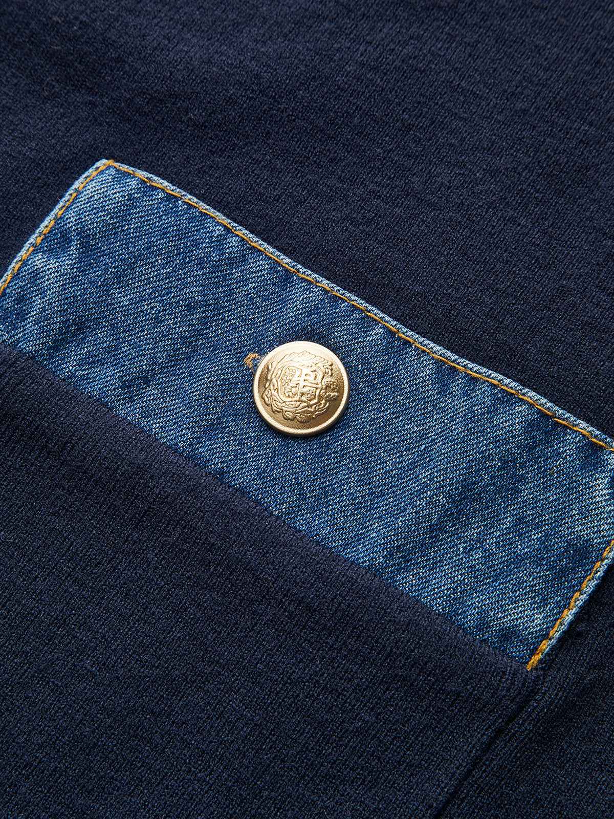 Knit Outerwear | Denim Sailor Collar Long Sleeve with Medium Stretch 3
