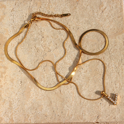 Layered Initial Letter Necklace | 18k Gold with Freshwater Pearls 4