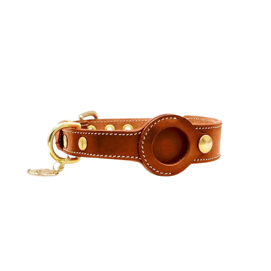 Leather Dog Collar | Real-Time Tracker for Apple AirTag Integration 0