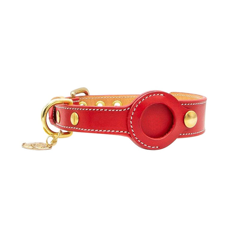 Leather Dog Collar | Real-Time Tracker for Apple AirTag Integration 2