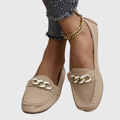 Leather Loafers for Women | Cushioned Slip-On with Gold-Chain Detail 5
