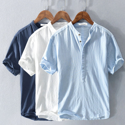 Linen Shirt with Stand Collar | Lightweight Breathable Fabric for Summer Comfort 4