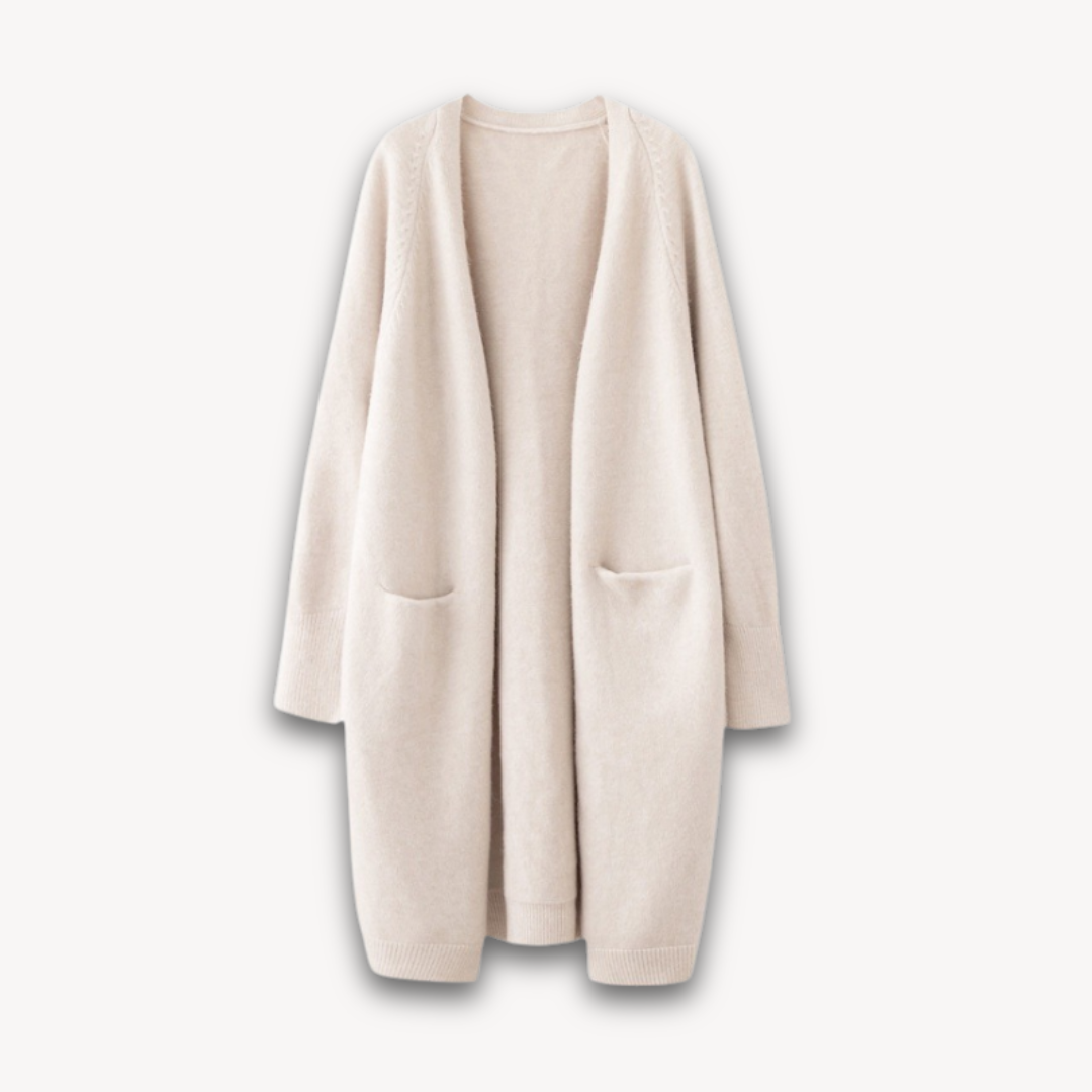 Long Open-Front Cashmere Cardigan 0
