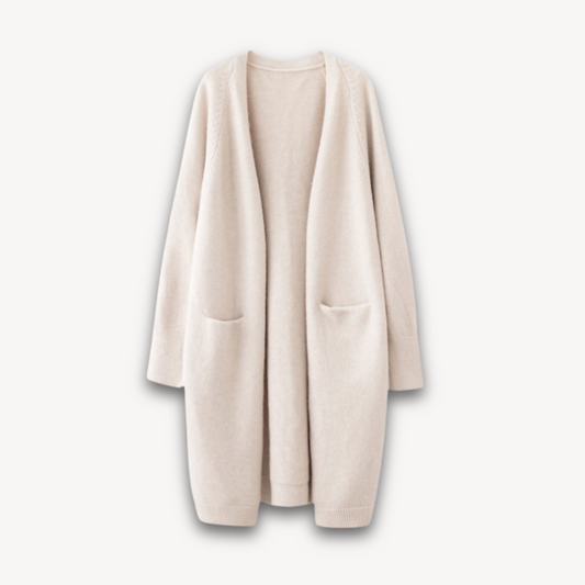 Long Open-Front Cashmere Cardigan 0