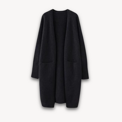 Long Open-Front Cashmere Cardigan 1
