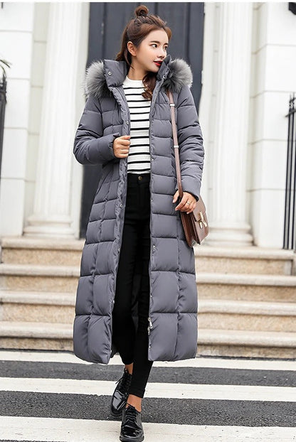 Long Puffer Coat | Stylish Quilted Winter Jacket with Hood and Pockets 4